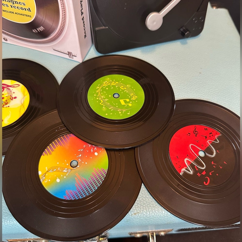 Record Player Coaster Set - Picture 2 of 4
